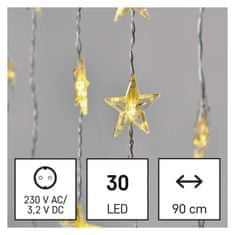 EMOS LED vianočný záves – hviezdy, 120x90 cm, vnútorný, teplá biela, časovač