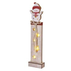 EMOS LED dekorácia drevená – snehuliak, 46 cm, 2x AA, vnútorná, teplá biela, časovač