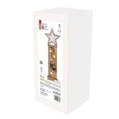 EMOS LED dekorácia drevená – hviezdy, 48 cm, 2x AA, vnútorná, teplá biela, časovač