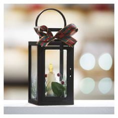 EMOS LED dekorácia – vianočný lampáš so sviečkou čierny, 20 cm, 3x AAA, vnútorný, vintage