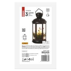 EMOS LED dekorácia – vianočný lampáš so sviečkami čierny, 35,5 cm, 3x C, vnútorný, vintage