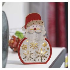 EMOS LED dekorácia drevená – Santa, 30 cm, 2x AA, vnútorná, teplá biela, časovač