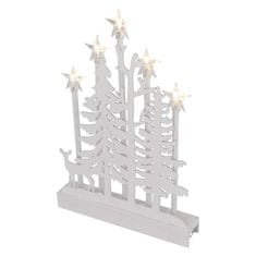 EMOS LED dekorácia drevená – les s hviezdami, 35,5 cm, 2x AA, vnútorná, teplá biela, časovač