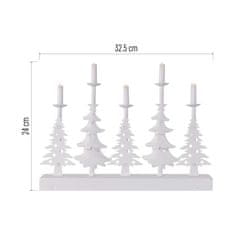 EMOS LED svietnik – vianočné stromy so sviečkami, 24 cm, 2x AA, vnútorný, teplá biela, časovač