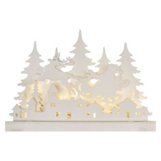 EMOS LED dekorácia drevená – vianočná dedinka, 31 cm, 2x AA, vnútorná, teplá biela, časovač