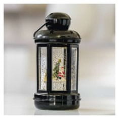 EMOS LED dekorácia – vianočný lampáš so Santom, 20 cm, 3x AAA, vnútorný, teplá biela, časovač