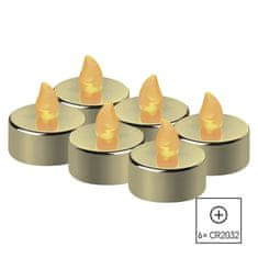 EMOS LED dekorácia – 6x čajová sviečka zlatá, 6x CR2032, vnútorná, vintage
