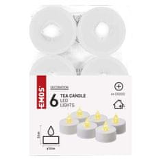 EMOS LED dekorácia – 6x čajová sviečka biela, 6x CR2032, vnútorná, vintage