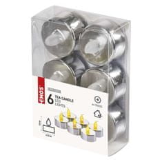 EMOS LED dekorácia – 6x čajová sviečka strieborná, 6x CR2032, vnútorná, vintage