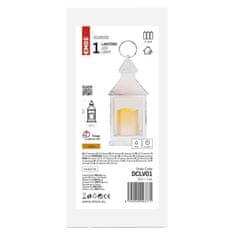 EMOS LED dekorácia – lampáš antik biela blikajúca, 3x AAA, vnútorný, vintage, časovač