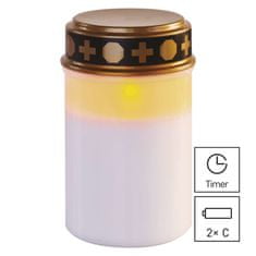 EMOS LED náhrobná sviečka, 12,5 cm, 2x C, vonkajšia aj vnútorná, vintage, časovač
