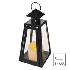 EMOS LED lampáš čierny, hranatý, 26,5 cm, 3x AAA, vnútorný, vintage