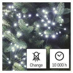 EMOS LED svetelná reťaz – svietiace trsy, nano, 2,35 m, vnútorná, studená biela, časovač