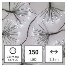 EMOS LED svetelná reťaz – svietiace trsy, nano, 2,35 m, vnútorná, studená biela, časovač