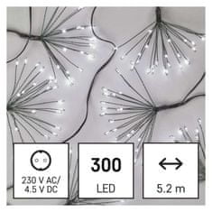EMOS LED svetelná reťaz – svietiace trsy, nano, 5,2 m, vnút., studená biela, časovač