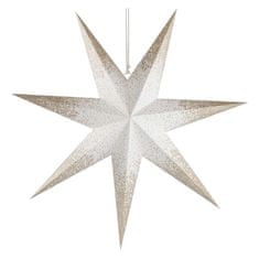EMOS LED hviezda papierová závesná so zlatými trblietkami na okrajoch, biela, 60 cm, vnútorná