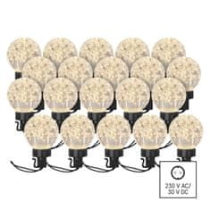 EMOS LED svetelná reťaz – 20x párty žiarovky, 7,6 m, vonkajšia aj vnútorná, teplá biela