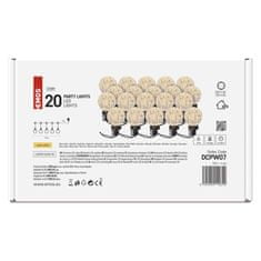 EMOS LED svetelná reťaz – 20x párty žiarovky, 7,6 m, vonkajšia aj vnútorná, teplá biela