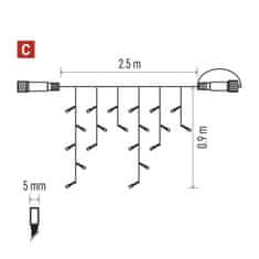 EMOS Standard LED spojovacia reťaz pulzujúca – cencúle, 2,5 m, vonkajšia, červená/vintage