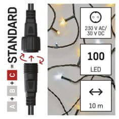 EMOS Standard LED spojovacia vianočná reťaz, 10 m, vonkajšia, teplá/studená biela