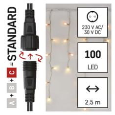 EMOS Standard LED spojovacia reťaz pulzujúca – cencúle, 2,5 m, vonkajšia, červená/vintage