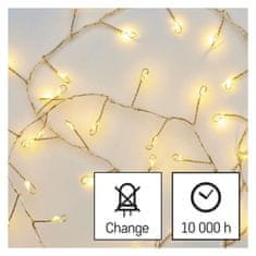 EMOS LED vianočná nano reťaz – ježko, 2,4 m, 3x AA, vnútorná, teplá biela, časovač