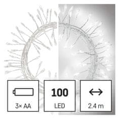 EMOS LED vianočná nano reťaz – ježko, 2,4 m, 3x AA, vnútorný, studená biela, časovač