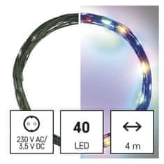 EMOS LED vianočná nano reťaz zelená, 4 m, vonkajšia aj vnútorná, multicolor, časovač