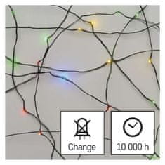 EMOS LED vianočná nano reťaz zelená, 7,5 m, vonkajšia aj vnútorná, multicolor, časovač