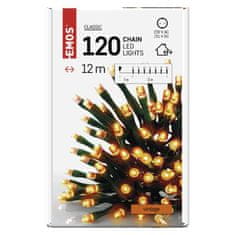 EMOS LED vianočná reťaz, 12 m, vonkajšia aj vnútorná, vintage, časovač