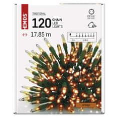EMOS LED vianočná reťaz – tradičná, 17,85 m, vonkajšia aj vnútorná, vintage