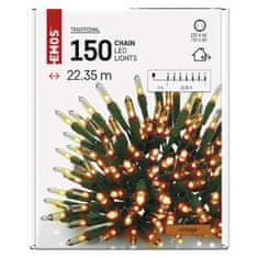 EMOS LED vianočná reťaz – tradičná, 22,35 m, vonkajšia aj vnútorná, vintage