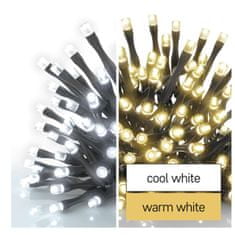 EMOS LED vianočná reťaz 2v1, 10 m, vonkajšia aj vnútorná, teplá/studená biela, programy
