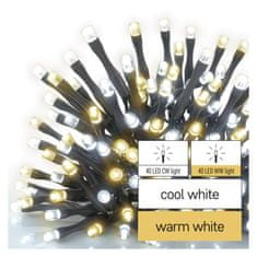 EMOS LED vianočná reťaz, 8 m, vonkajšia aj vnútorná, teplá/studená biela, časovač