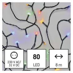 EMOS LED vianočná reťaz, 8 m, vonkajšia aj vnútorná, multicolor, časovač