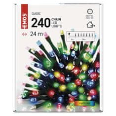 EMOS LED vianočná reťaz, 24 m, vonkajšia aj vnútorná, multicolor, časovač