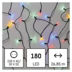 EMOS LED vianočná reťaz – tradičná, 26,85 m, vonkajšia aj vnútorná, multicolor