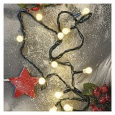 EMOS LED vianočná cherry reťaz – guličky, 20 m, vonkajšia aj vnútorná, teplá biela, časovač