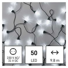 EMOS LED vianočná reťaz – šišky, 9,8 m, vonkajšia aj vnútorná, studená biela, programy
