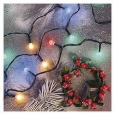 EMOS LED vianočná cherry reťaz – guličky, 20 m, vonkajšia aj vnútorná, multicolor, časovač