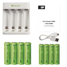 GP GP nabíjačka batérií Eco E411 + 4× AA 2100 + 4× AAA 800