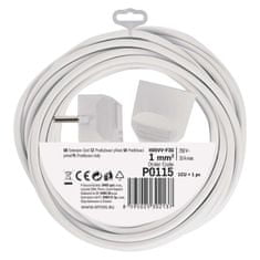 EMOS Predlžovací kábel 5 m / 1 zásuvka / biely / PVC / 1 mm2