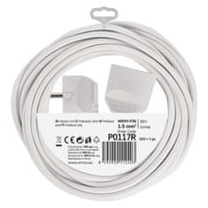 EMOS Predlžovací kábel 7 m / 1 zásuvka / biely / PVC / 1,5 mm2