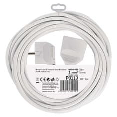 EMOS Predlžovací kábel 10 m / 1 zásuvka / biely / PVC / 1 mm2
