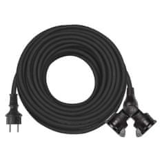 EMOS Vonkajší predlžovací kábel 20 m / 2 zásuvky / čierny / guma / 230 V / 1,5 mm2