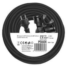 EMOS Vonkajší predlžovací kábel 25 m / 2 zásuvky / čierny / guma / 230 V / 1,5 mm2