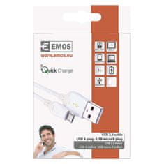 EMOS Nabíjací a dátový kábel USB-A 2.0 / micro USB-B 2.0, Quick Charge, 1 m, biely