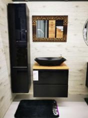 Deftrans Kúpeľňová skrinka 80 cm nástenná lesklá čierna s hornou časťou