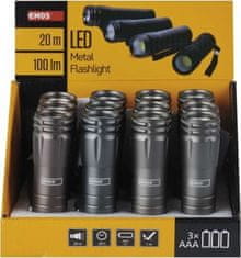 EMOS COB LED ručné kovové svietidlo P4705, 100 lm, 3× AAA, 12 ks