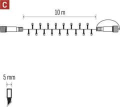 EMOS Štandard LED spojovacia vianočná reťaz blikajúca, 10 m, vonkajšia, teplá/studená biela